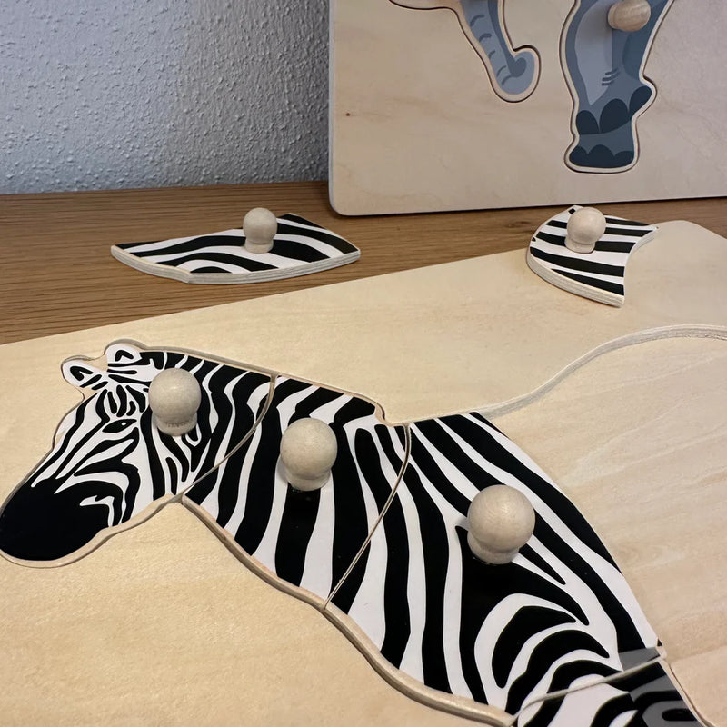 Viga Montessori Wooden Zebra Knob Puzzle 8pcs Developmental Toys Baby Toys 18m+