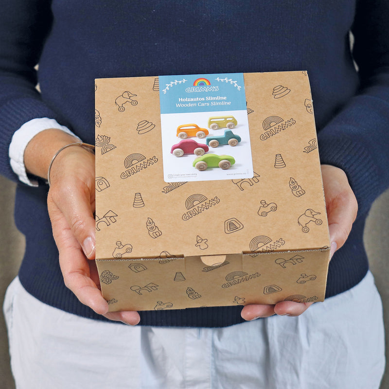 Grimm's Wooden Cars Slimline Set of 5 Toddler Wooden Toy Car Best Seller 12m+