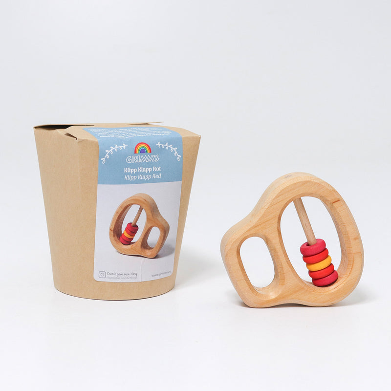 Grimm's Grasping Toy Rattle with Rings Red Klipp Klapp Baby Toys Baby Gifts Idea 0m+