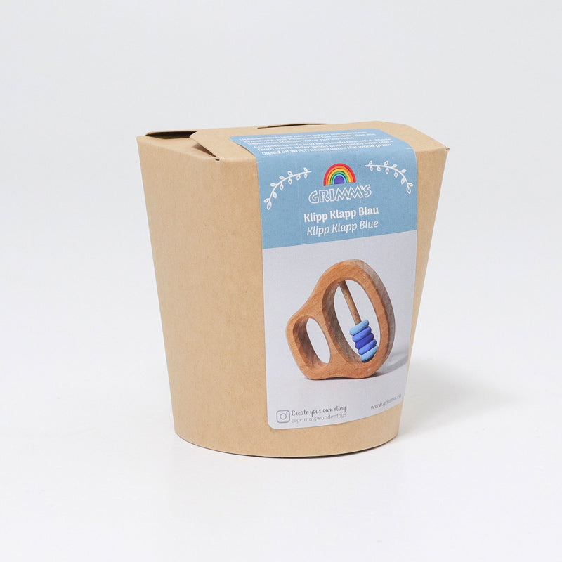 Grimm's Grasping Toy Rattle with Rings Blue Klipp Klapp Baby Toys Baby Gifts Idea 0m+