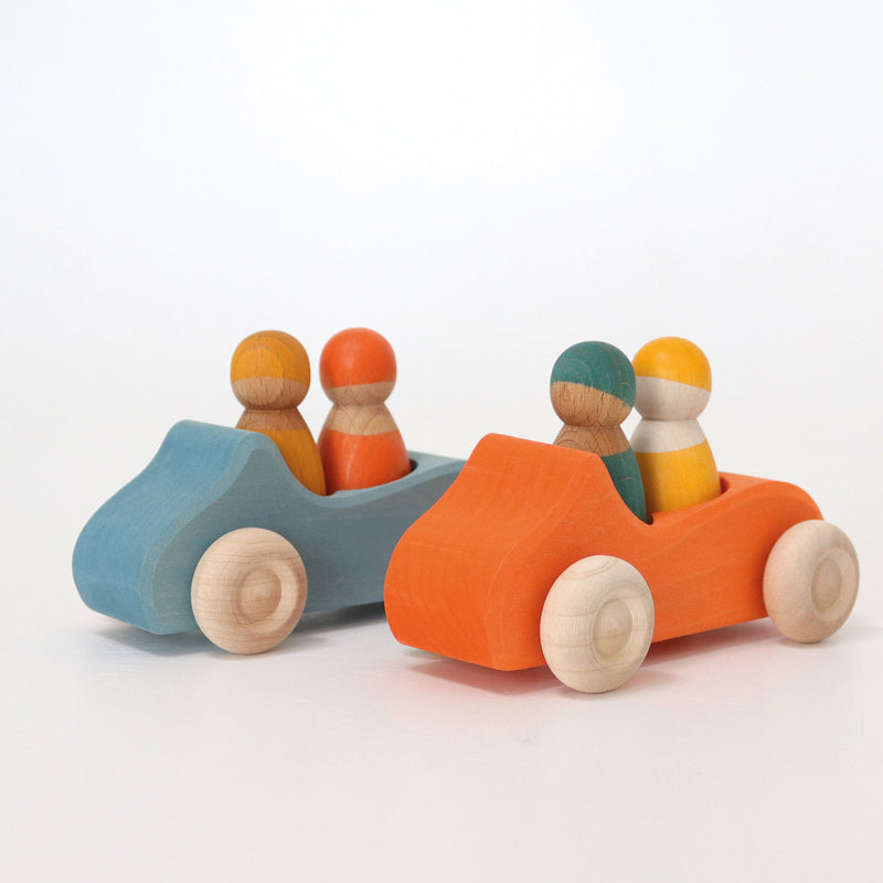 Grimm's Large Convertible Orange Toddler Wooden Toy Car Best Seller 12m+