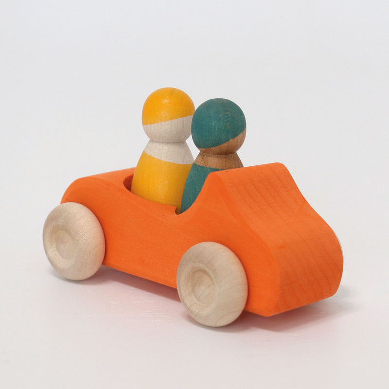Grimm's Large Convertible Orange Toddler Wooden Toy Car Best Seller 12m+