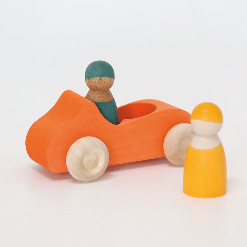 Grimm's Large Convertible Orange Toddler Wooden Toy Car Best Seller 12m+