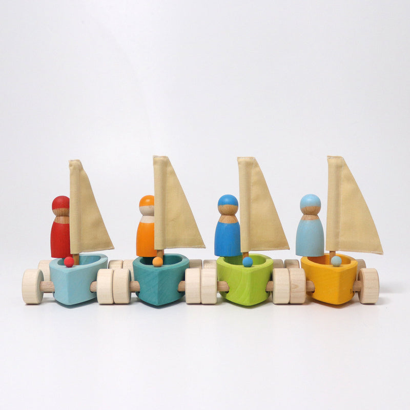 Grimm's Little Land Yachts Set of 4 Wooden Toys 12m+