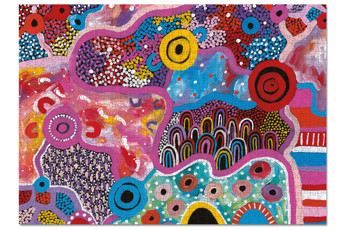 1000 Piece Aboriginal Puzzle - Budgubulla by Mulganai