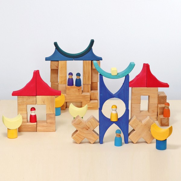 Grimm's Building Set Stairway Wooden Building Blocks 3yrs+