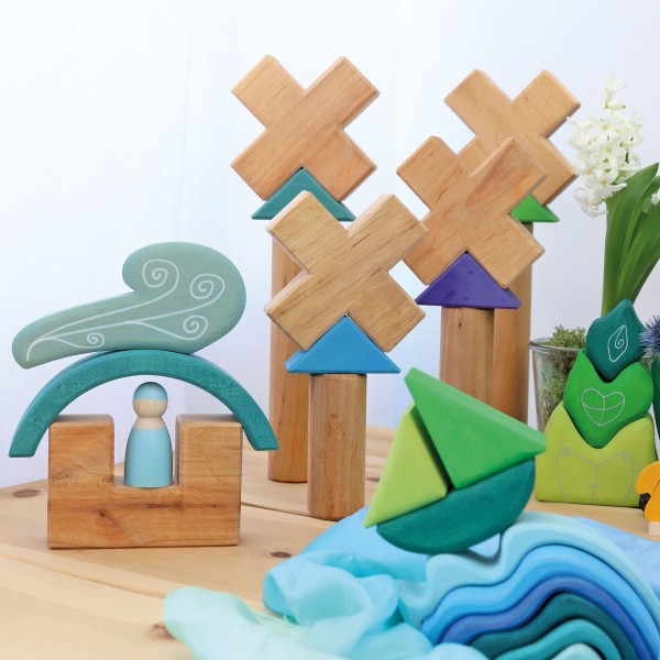 Grimm's Building Set Stairway Wooden Building Blocks 3yrs+