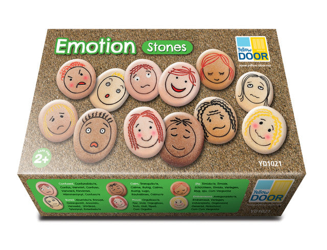 Yellow Door Emotion Stones Set of 12 Playdough Sand Toys Social-Emotional Developmental Toys for Toddlers Gifts Idea 2yrs+