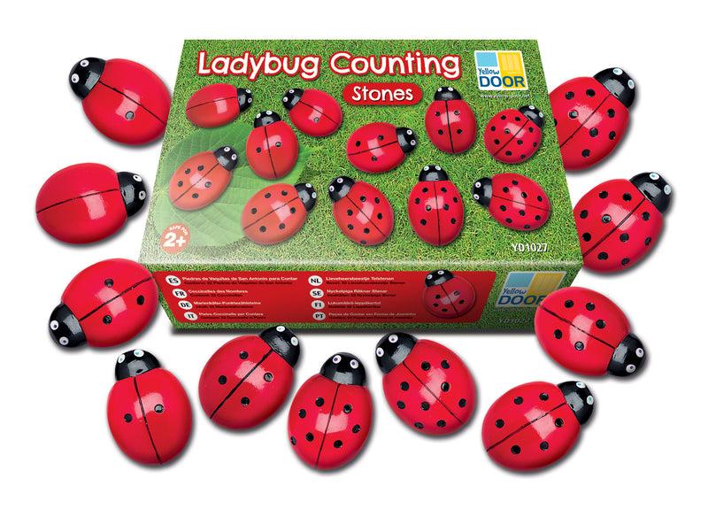 Ladybug Counting Stones 0 to 10 Yellow Door 22pc Early Math Games for Kids STEM Toys Developmental Toys for Toddlers Gifts Idea Best Seller 2yrs+