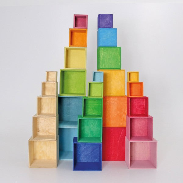 Grimm's Stacking Boxes Large Rainbow Developmental Toys for Toddlers Gifts Idea 2yrs+