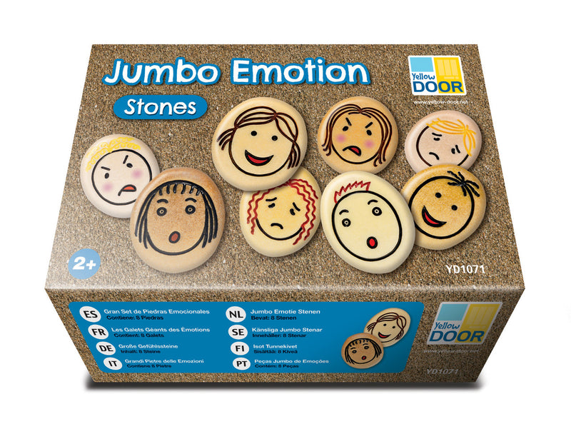 Yellow Door Jumbo Emotion Stones Set of 8 Sensory Toys Playdough Sand Toys Social-Emotional Developmental Toys for Toddlers Gifts Idea 2yrs+