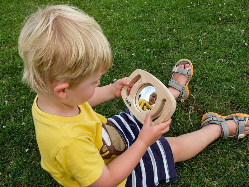 Sensory Wooden Easy Hold Mirror By Tickit 18.5x12cm Developmental Toys for Baby Gifts Idea Best Seller 12m+