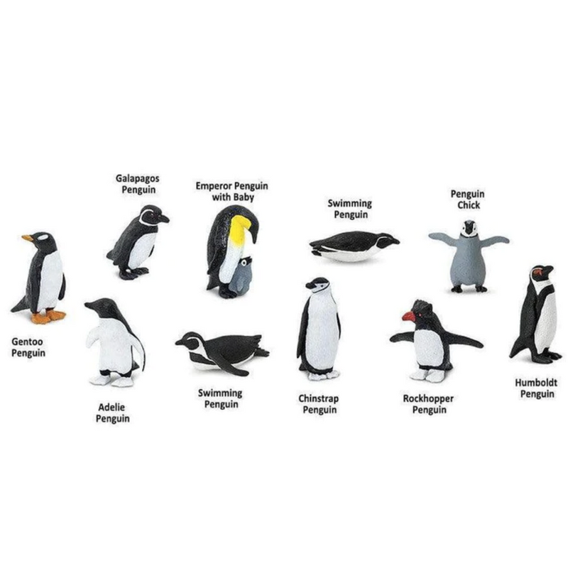Tube of 10 Penguins Animal Figurines Montessori Language Learning Ocean Figurines by Safari Ltd Toob Range 3yrs+