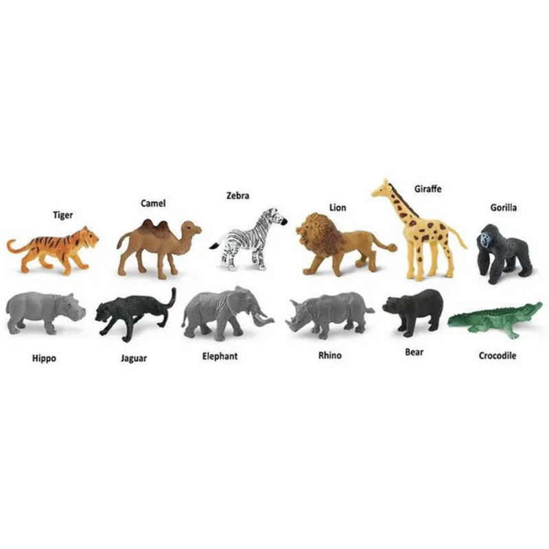 Tube of 12 Wild Animal Figurines Montessori Language Learning Figurines by Safari Ltd Toob Range 3yrs+