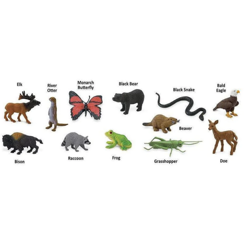 Tube of 12 Woodland Forest Animal Figurines Montessori Language Learning Figurines In the Woods by Safari Ltd Toob Range 3yrs+