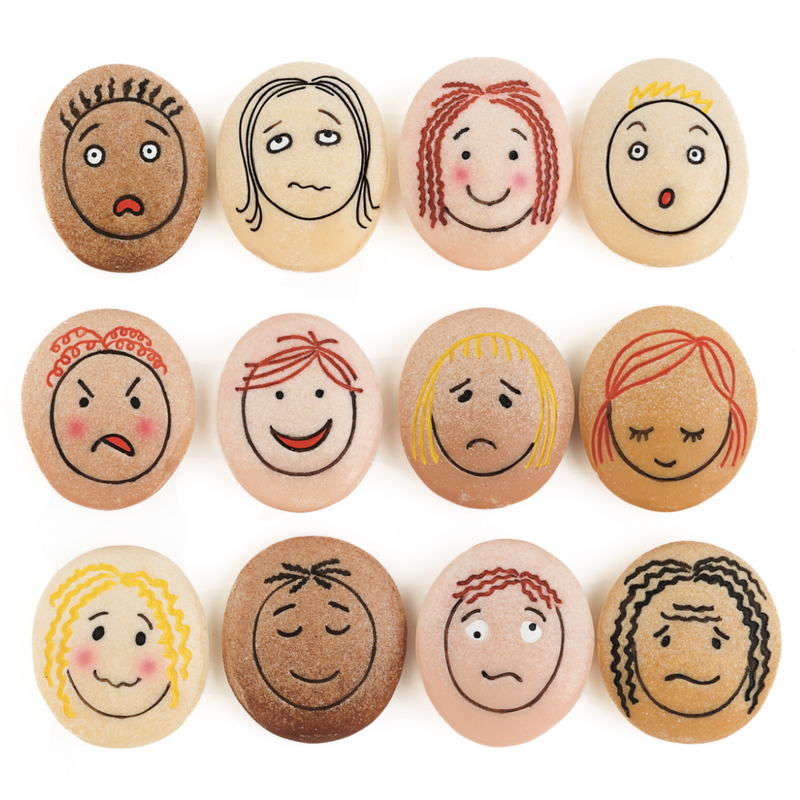 Yellow Door Emotion Stones Set of 12 Playdough Sand Toys Social-Emotional Developmental Toys for Toddlers Gifts Idea 2yrs+