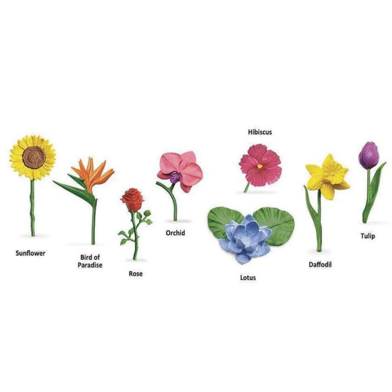 Tube of 8 Flowers Figurines Montessori Language Learning Figurines by Safari Ltd Toob Range 3yrs+