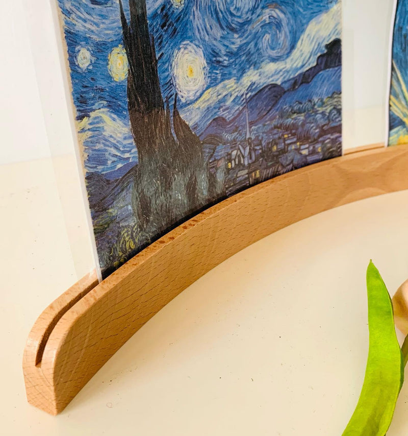 Small Curved Wooden Holder for Language Card, Artwork, Postcard 25cm - My Playroom 