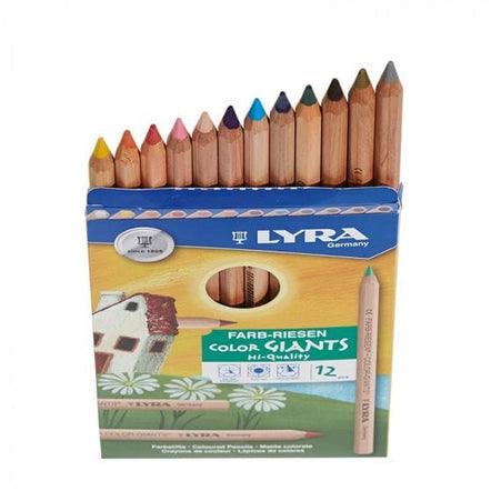 Lyra Colour Giant Pencils Unlacquered Standard Mix with Black & White 12 Colours - My Playroom 