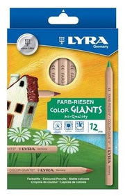 Lyra Colour Giant Pencils Unlacquered Standard Mix with Black & White 12 Colours - My Playroom 
