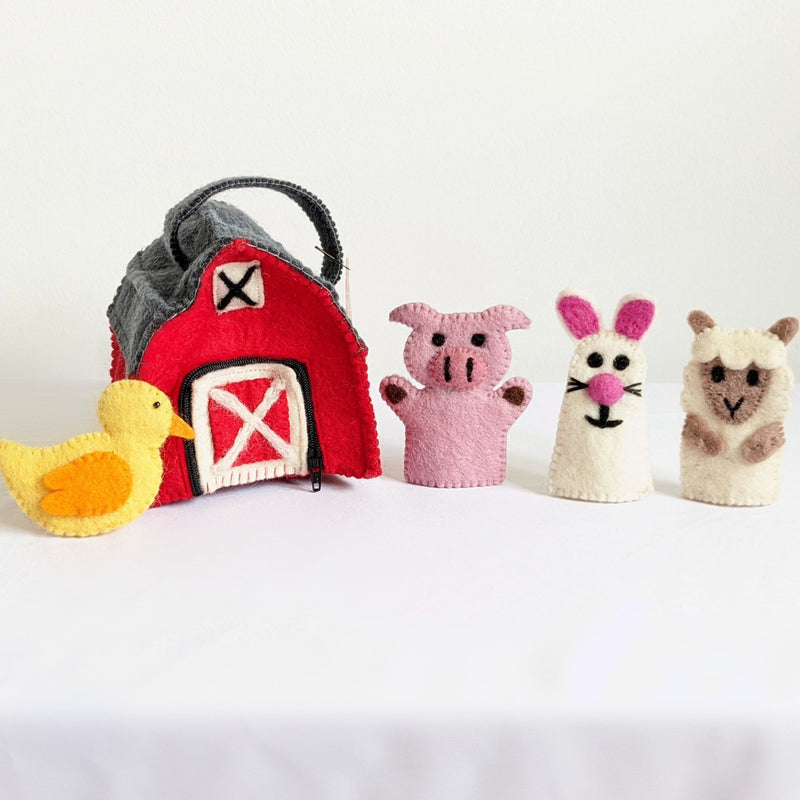 Tara Treasures Felt Barn Bag Pretend & Imaginative Play Farm Animal Toys 3yrs+