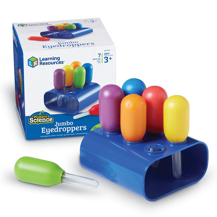 Primary Science Jumbo Eyedroppers with Stand Learning Resources 7 Piece 3yrs+