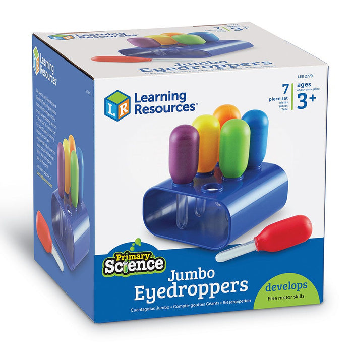 Primary Science Jumbo Eyedroppers with Stand Learning Resources 7 Piece 3yrs+