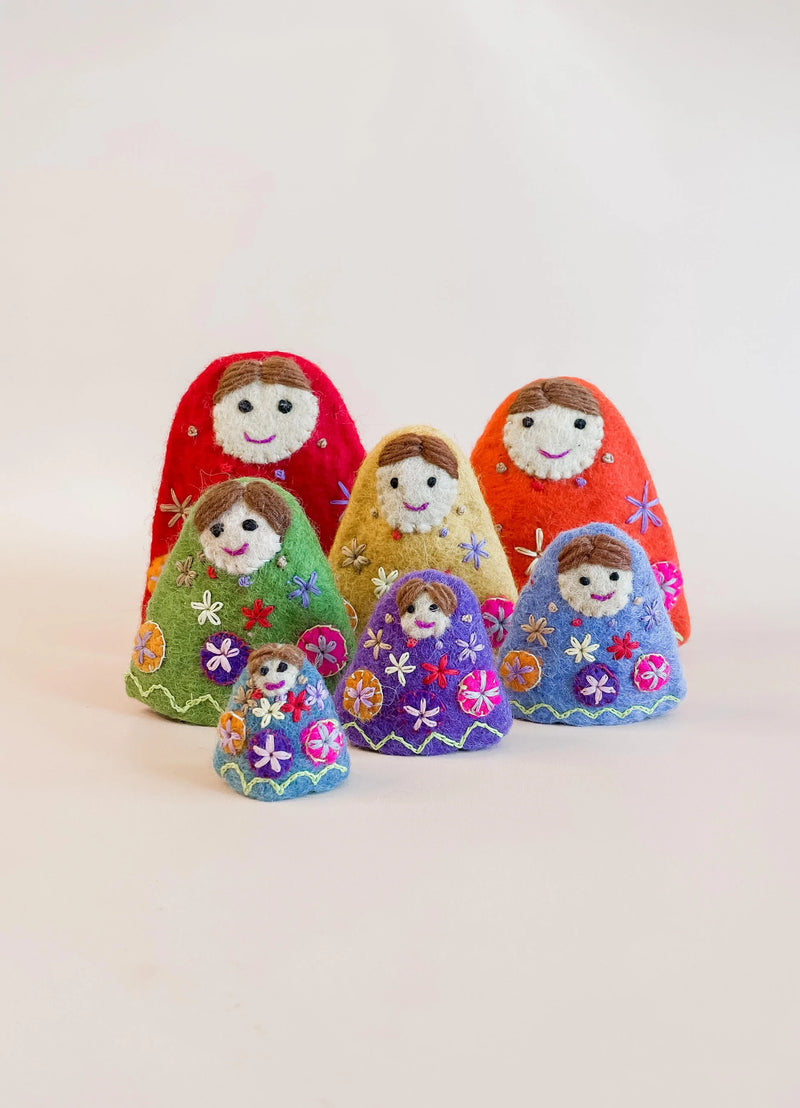 Papoose Felt Rainbow Matryoshka Babushkas 7pc Set Pretend & Imaginative Play Toys 3yrs+