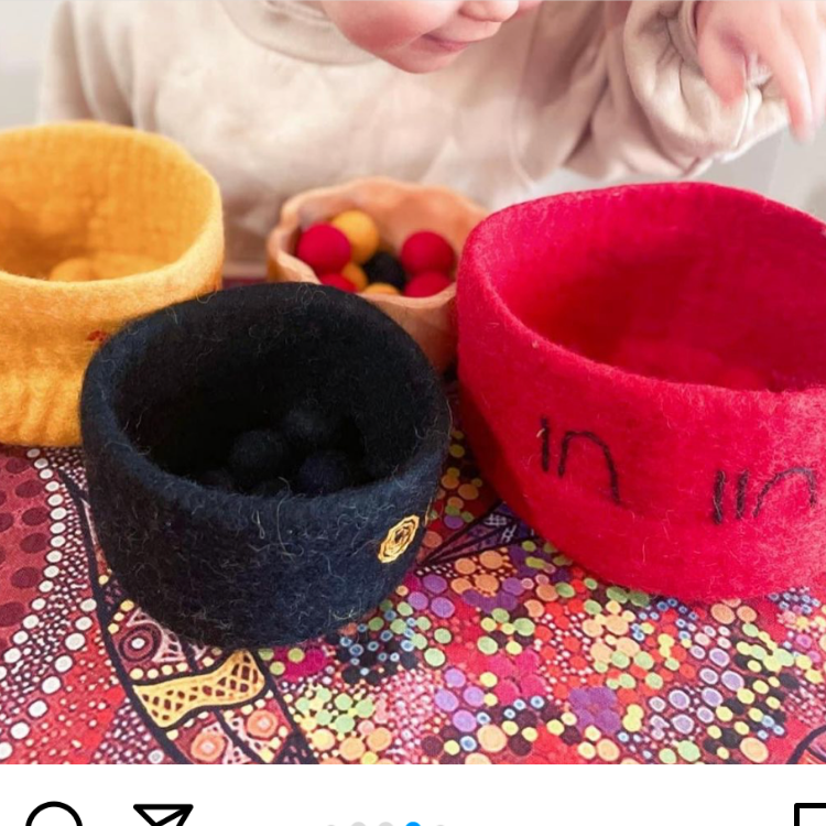 Papoose Felt Indigenous Nested Bowls Set of 3 First Nations Resources Australian Pretend and Imaginative Play Best Seller 3yrs+
