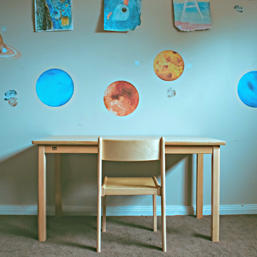 Montessori Furniture Upper Primary Kids TABLE SET (8yrs+) Beechwood - Table 120 x 60 x 64(H)cm, Chair 38cm(H) Best Seller Kids Furniture