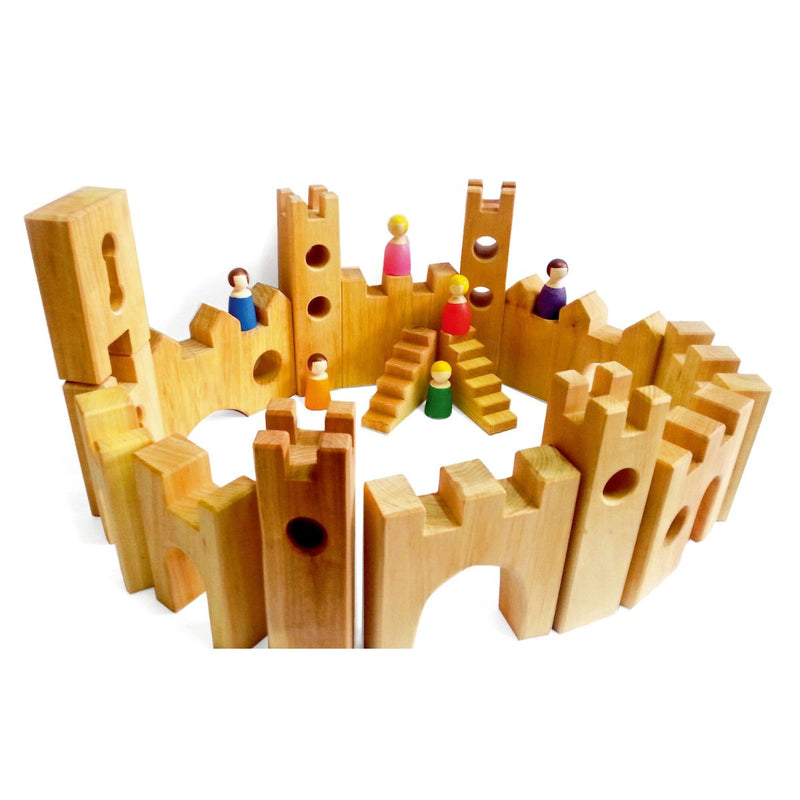 Bauspiel Knight’s Castle Extension Set 6pcs Wooden Toys Building Blocks Best Seller Fairy Unicorn and Castle Theme 3yrs+