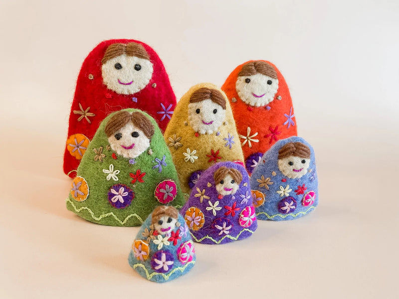 Papoose Felt Rainbow Matryoshka Babushkas 7pc Set Pretend & Imaginative Play Toys 3yrs+