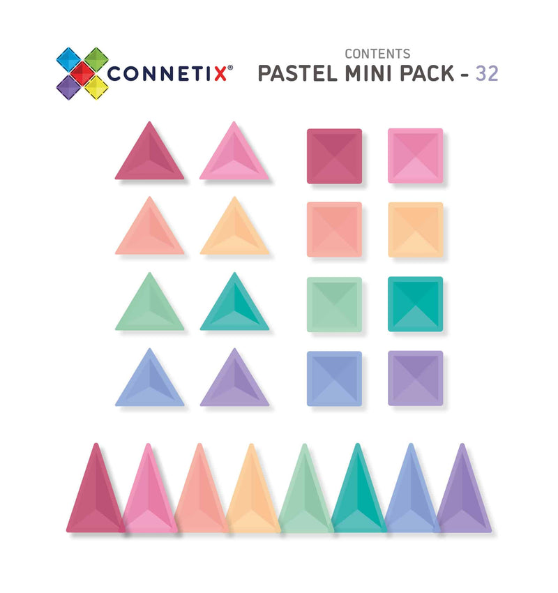 Connetix Tiles Pastel Mini Pack 32 Piece Best Seller 3yrs+