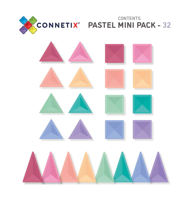 Connetix Tiles Pastel Mini Pack 32 Piece 3yrs+