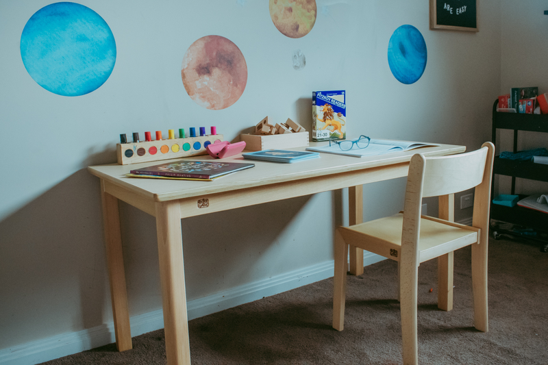 Montessori Furniture Upper Primary Kids TABLE SET (8yrs+) Beechwood - Table 120 x 60 x 64(H)cm, Chair 38cm(H) Best Seller Kids Furniture