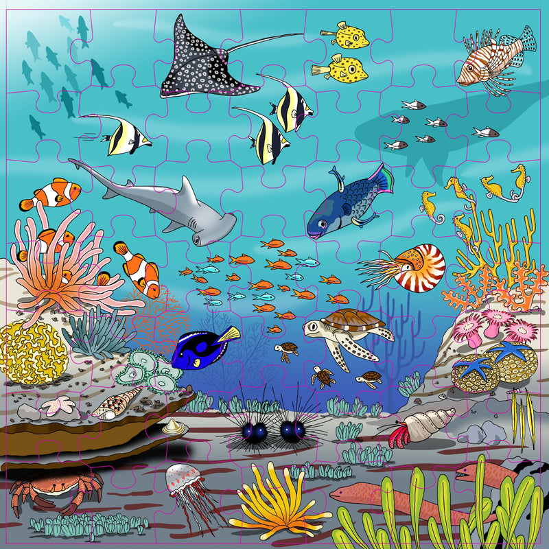 Educo Preschooler Vocabulary Jigsaw Puzzles Coral 49pcs Ocean Toys Cognitive Developmental Toys for Toddlers 3yrs+