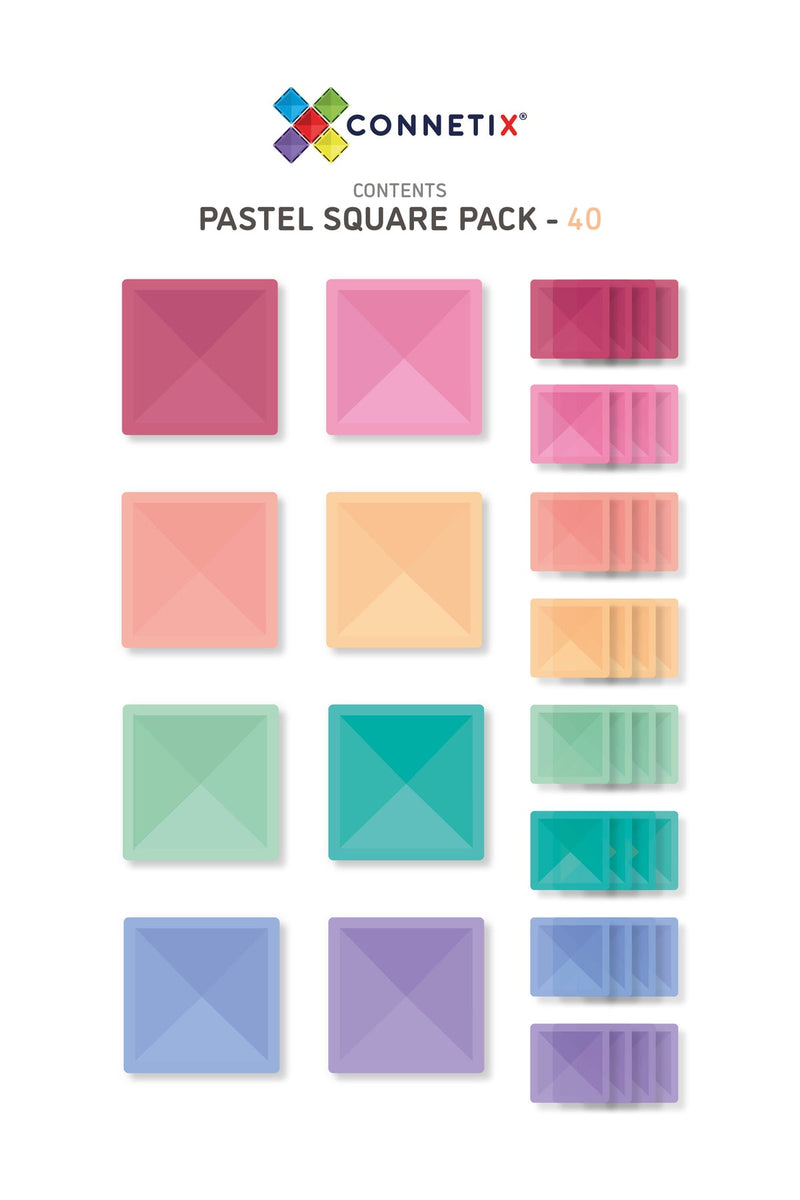 Connetix Tiles Pastel ESSENTIAL BUNDLE Ball Run 106 Piece + 40 Piece Square Best Seller 3yrs+