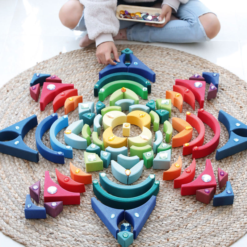 Grimm's Building Arcs in Squares Wooden Building Blocks 3yrs+