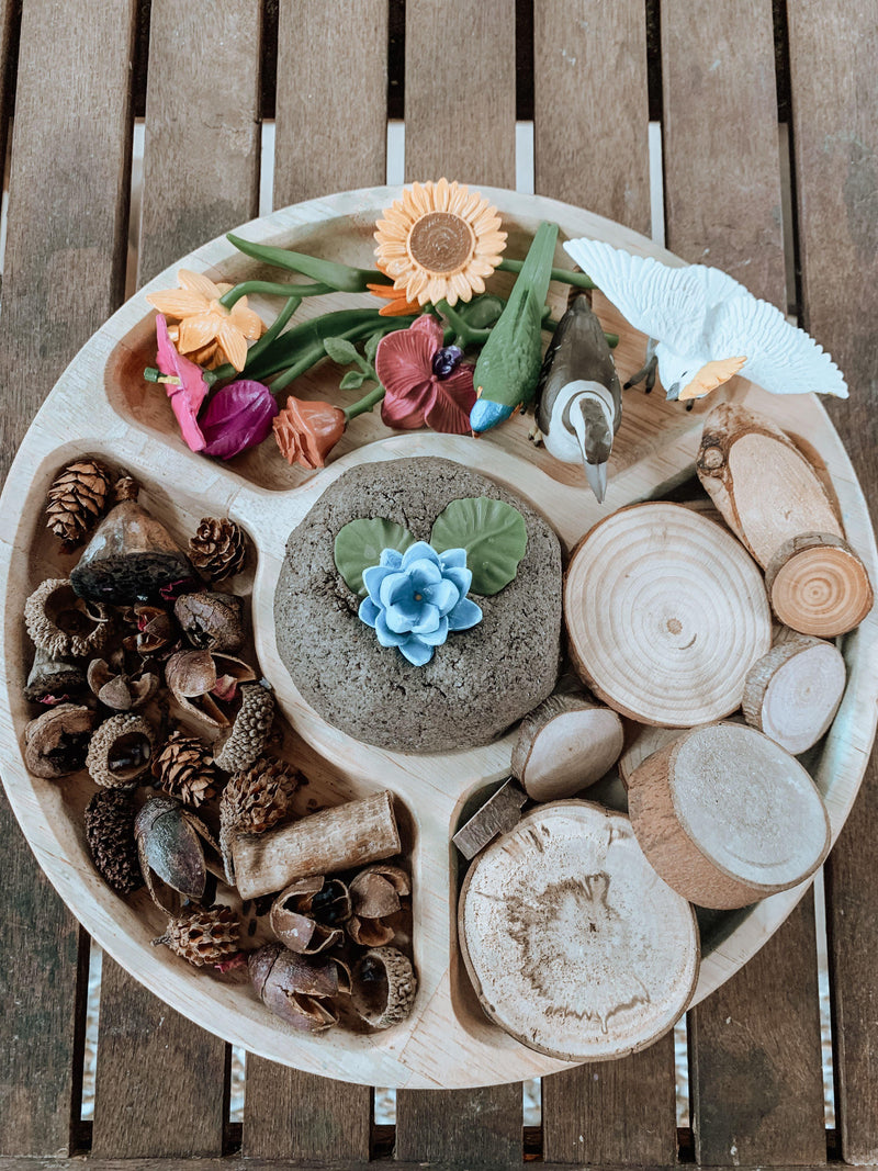 Qtoys Round Divided Natural Activity Tray - My Playroom 