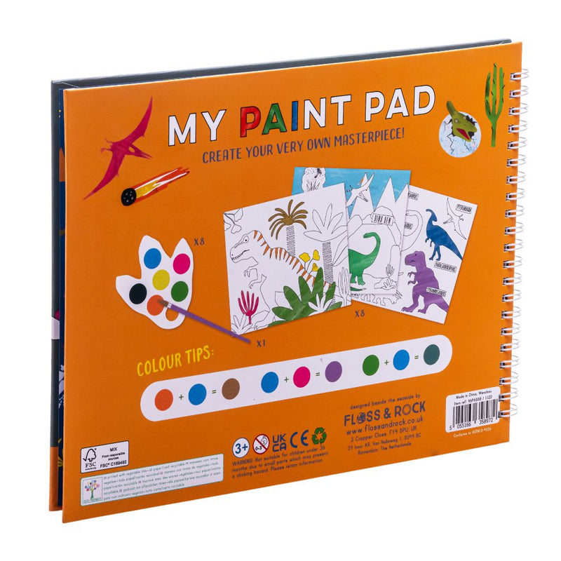 Floss & Rock Paint Pad Dinosaur Activity Book with 8 Paint Palettes and 1 Brush Art and craft for kids Dinosaur and Dragon Theme Retired 3yrs+