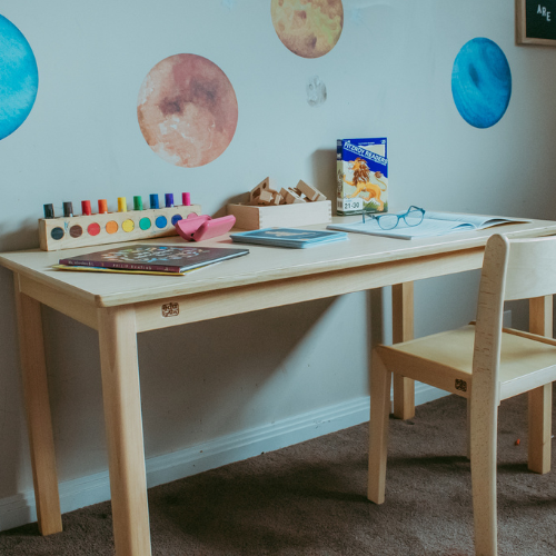 Montessori Furniture Upper Primary Kids TABLE SET (8yrs+) Beechwood - Table 120 x 60 x 64(H)cm, Chair 38cm(H) Best Seller Kids Furniture