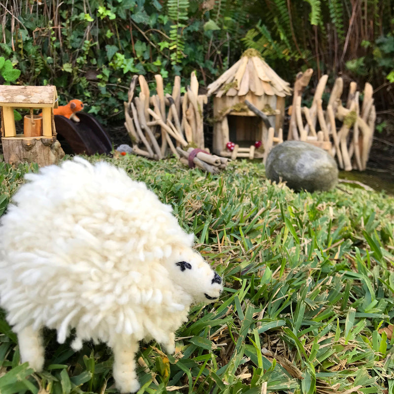 Papoose Felt White Sheep with Removable Coat Pretend & Imaginative Play Toys 3yrs+