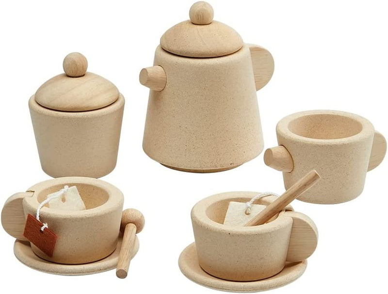 PlanToys Wooden Tea Set 13 pieces Pretend Play Kitchen  Developmental Toys for Toddlers Gifts Idea Best Seller 2yrs+