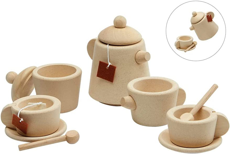 PlanToys Wooden Tea Set 13 pieces Pretend Play Kitchen  Developmental Toys for Toddlers Gifts Idea Best Seller 2yrs+
