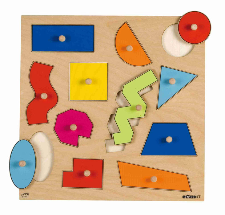 Educo Preschool Chunky Wooden Puzzle Geometric Shapes 34 x 34cm 3yrs+ - My Playroom 