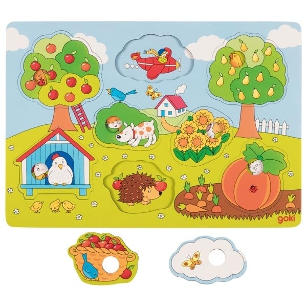 Goki Lift-Out Puzzle In the Background Garden Cognitive Developmental Toys for Toddler 12m+