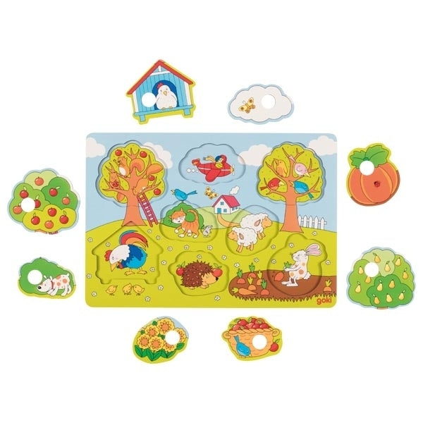 Goki Lift-Out Puzzle In the Background Garden Cognitive Developmental Toys for Toddler 12m+