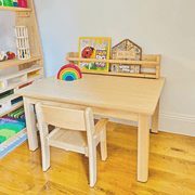 Montessori Furniture My First TABLE SET Armchair Beechwood - Table 80(L) x 60(W) (for 10 - 30 months old) x 40(H)cm, Chair 22cm(H) - My Playroom 