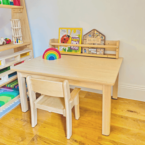 Montessori Furniture My First TABLE SET Armchair Beechwood - Table 80(L) x 60(W) (for 10 - 30 months old) x 40(H)cm, Chair 22cm(H) - My Playroom 