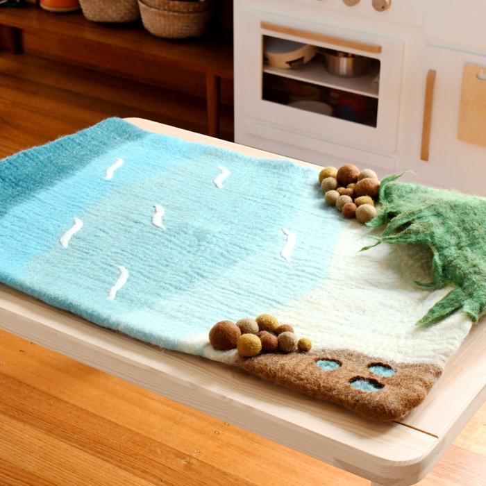 Tara Treasures Large Felt Sea and Rockpool Play Mat Ocean Playscape 80cm - My Playroom 